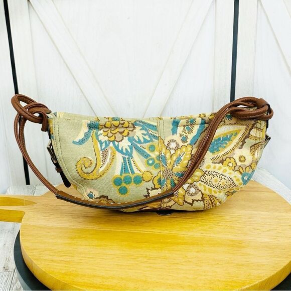 Liz Claiborne Linen Canvas Paisley Floral Shoulder Mini Hobo Bag - Picture 4 of 16